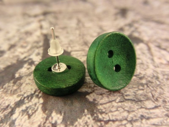 Rustikale Natur Holz Knopf Ohrstecker Button Roh